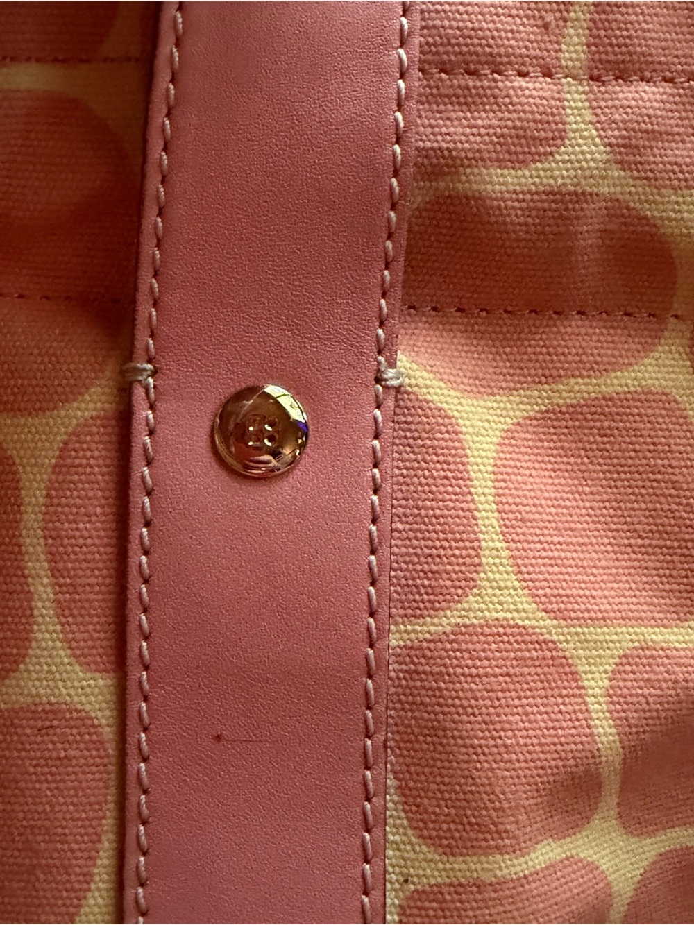kate spade Pink Patterned Canvas & Leather Tote with Rose Trim - Picture 8 of 11